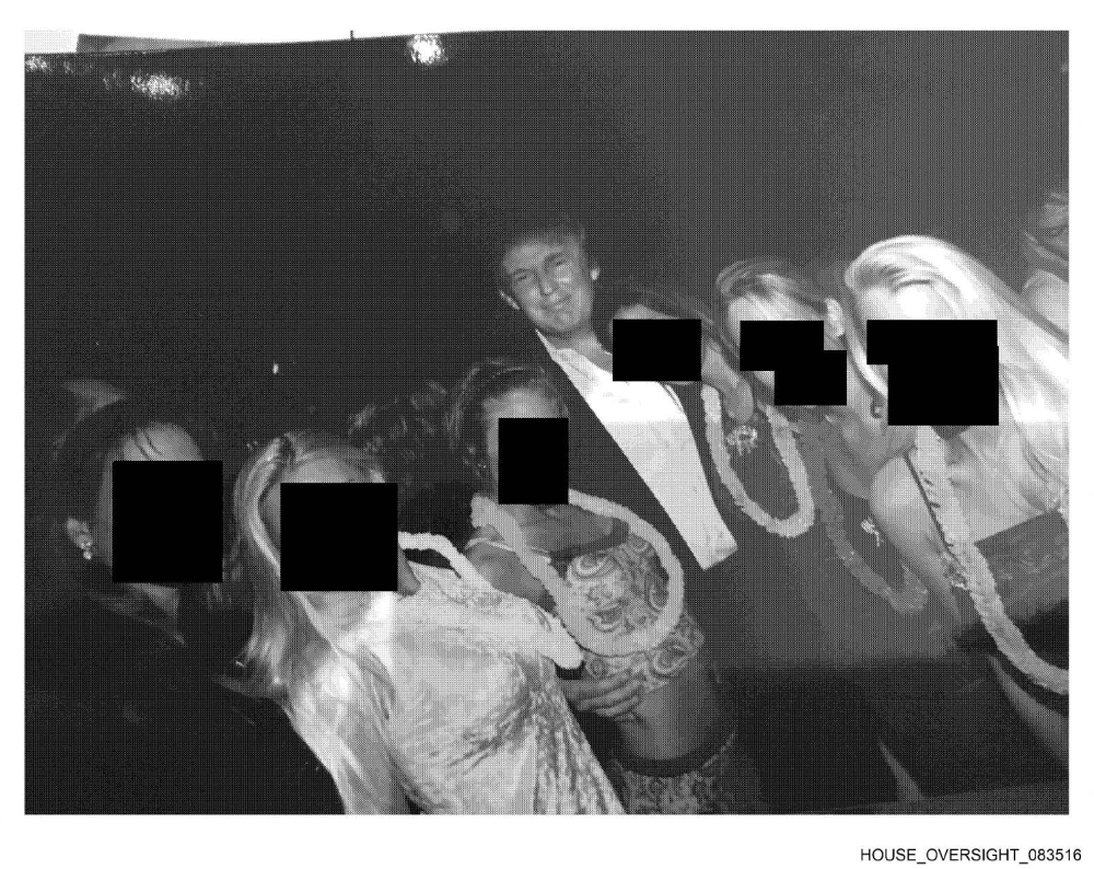Undated photo from Jeffrey Epstein’s estate shows Donald Trump with a group of women; released by House Oversight Democrats on December 12, 2025. — Handout photo from House Oversight Democrats via AFP