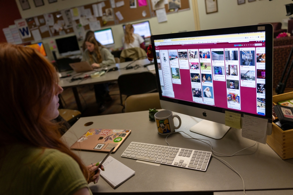 Lilli Malone, a student at Loyola University and editor in chief of The Loyola Phoenix newspaper, looks at a screen during closing night at the university newsroom in downtown Chicago, Illinois November 11, 2025. — Reuters pic