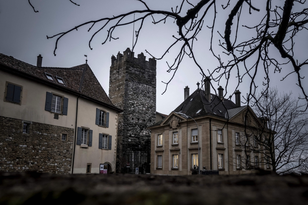 A picture taken in Neuchatel on December 9, 2025 shows La Tour du Fantastique (The Tower of the Fantastic), a new museum whose inaugural exhibition is dedicated to John Howe. — AFP pic