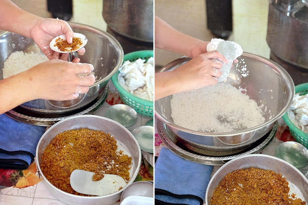 Preparing 'putu piring' before steaming. — Pictures by CK Lim