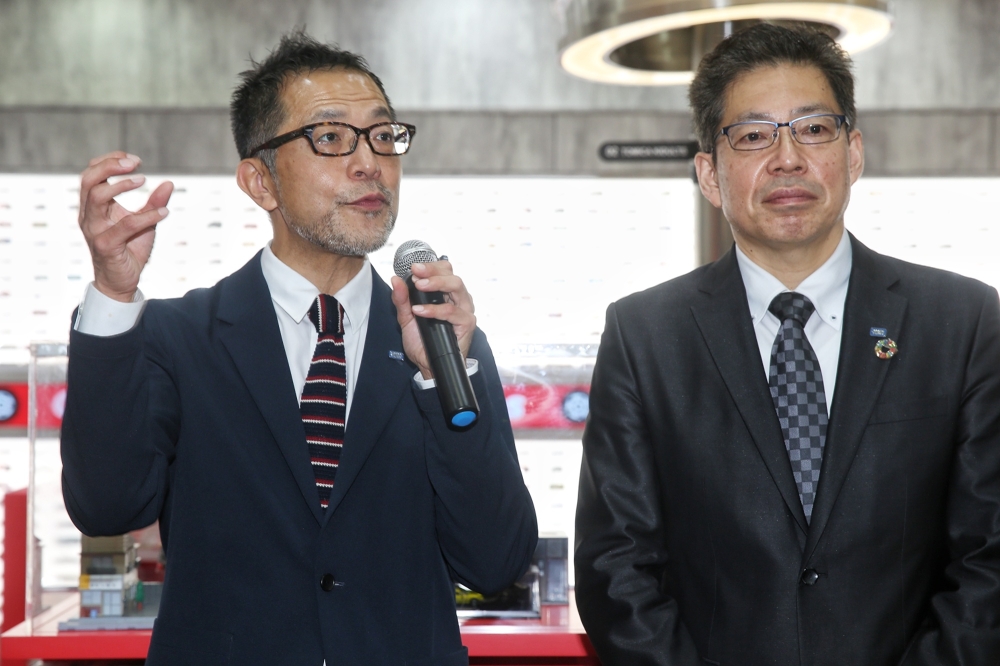 Tomy Ltd. senior general manager head of Asia Strategy Division Saitoh Katsunori (right) and Tomy Asia managing director Ochiai Kiyoshi. — Picture by Choo Choy May