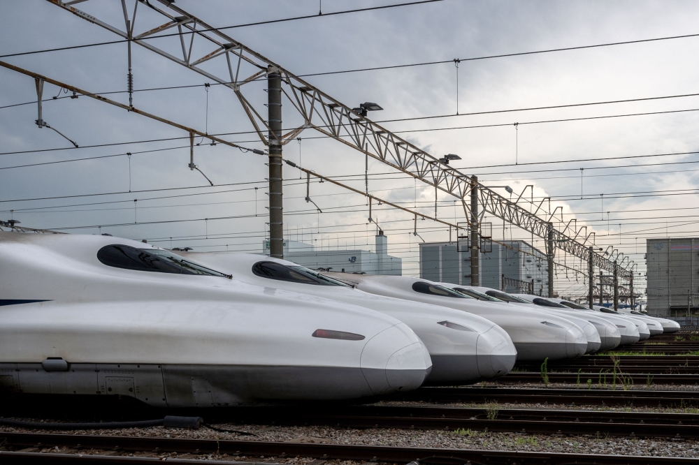 The N700A and N700S series trains are parked at JR Central’s Shinkansen depot in Tokyo’s Shinagawa district on July 24, 2024. Japan rebuilt legitimacy through predictable institutions, technological excellence, and a manufacturing base that generated civilian trust. — AFP pic
