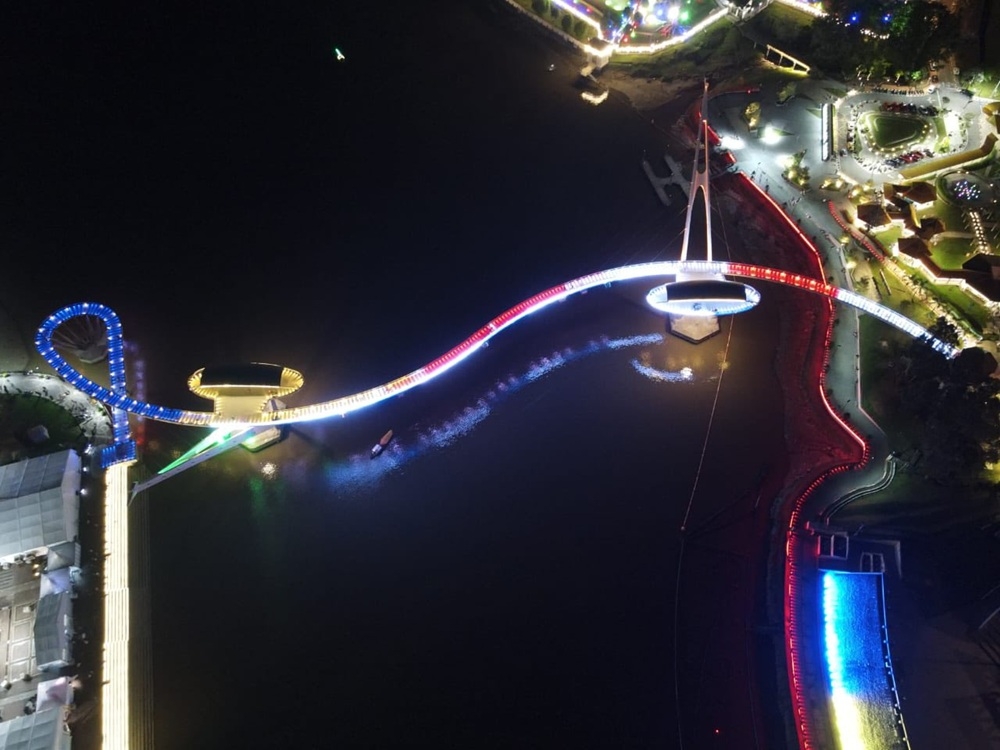 Kuching North City Hall said the light projections in the colours of the Jalur Gemilang was carried out to mark the city’s selection as one of the host cities for the 2027 SEA Games. — Picture via Facebook/Dewan Bandaraya Kuching Utara (DBKU)