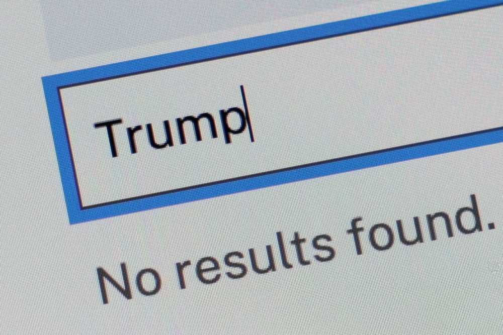 A computer screen displays no search results for “Trump” in the US Department of Justice online library of documents regarding the late financier and sex offender Jeffrey Epstein in Washington, D.C. on December 19, 2025. — Reuters pic