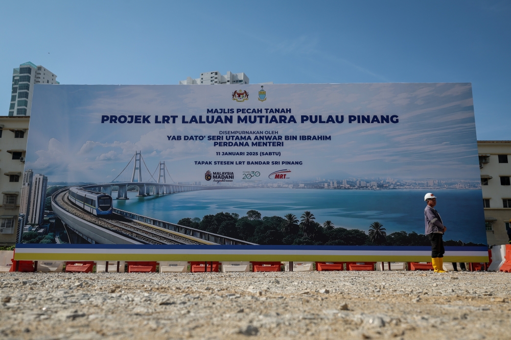 The Mutiara LRT Line construction project at the Bandar Sri Pinang project site in George Town, Penang, January 10, 2025. — Bernama pic