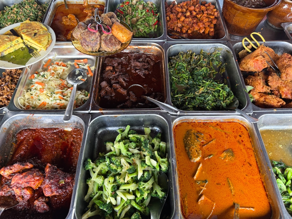 Take your pick from an assortment of vegetables and curries laid out in trays — Picture by Lee Khang Yi