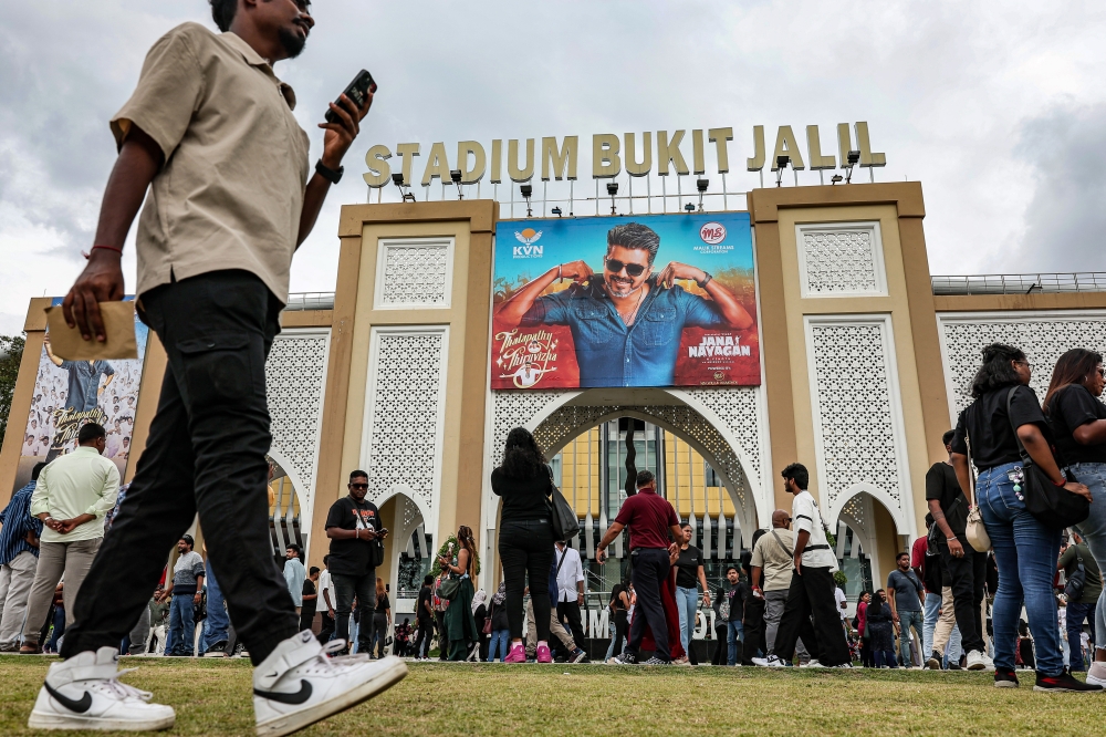 Fans line up in excitement to witness the audio launch of popular South Indian actor-turned-politician Vijay’s latest film, ‘Jana Nayagan’, at the Bukit Jalil National Stadium in Kuala Lumpur December 28, 2025. — Bernama pic