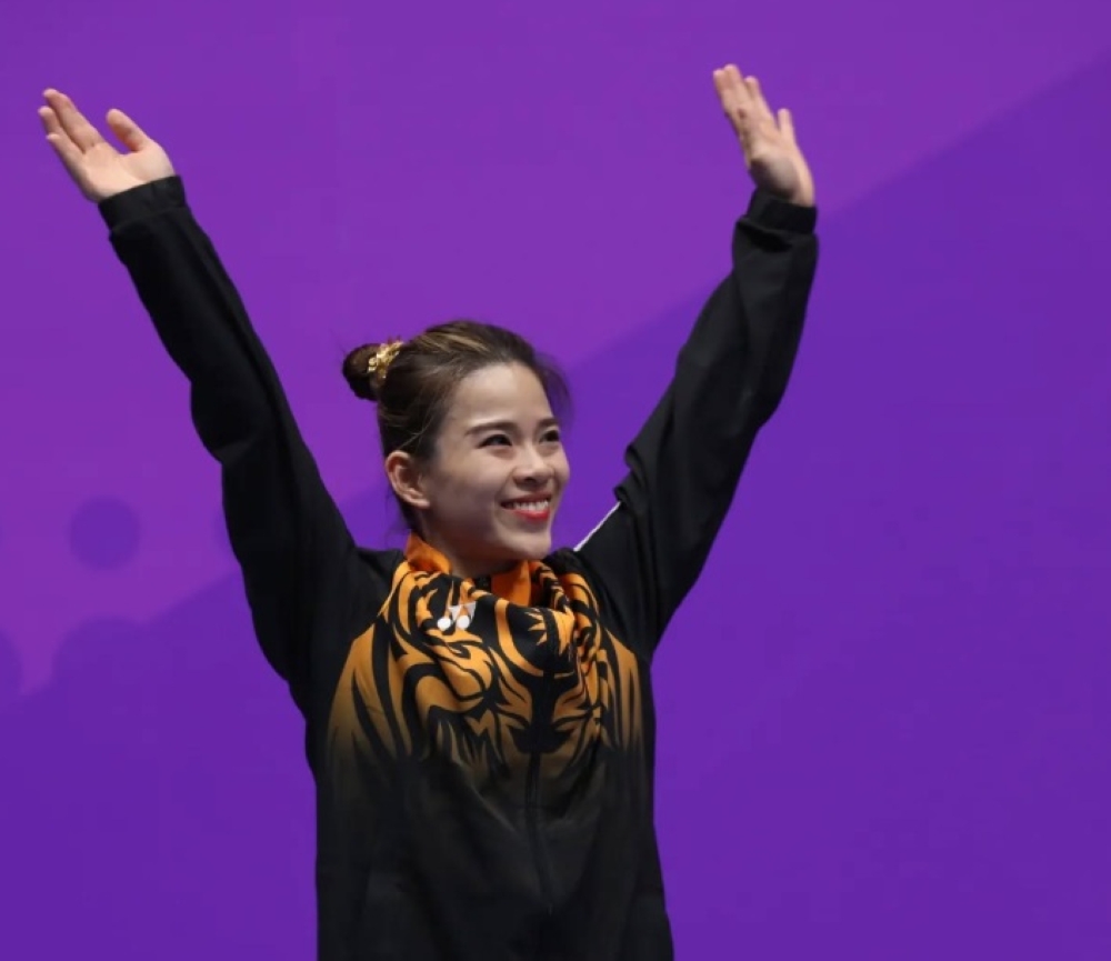 Tan Cheong Min after her wushu gold medal triumph. — Picture via Instagram/@tan_cheongmin