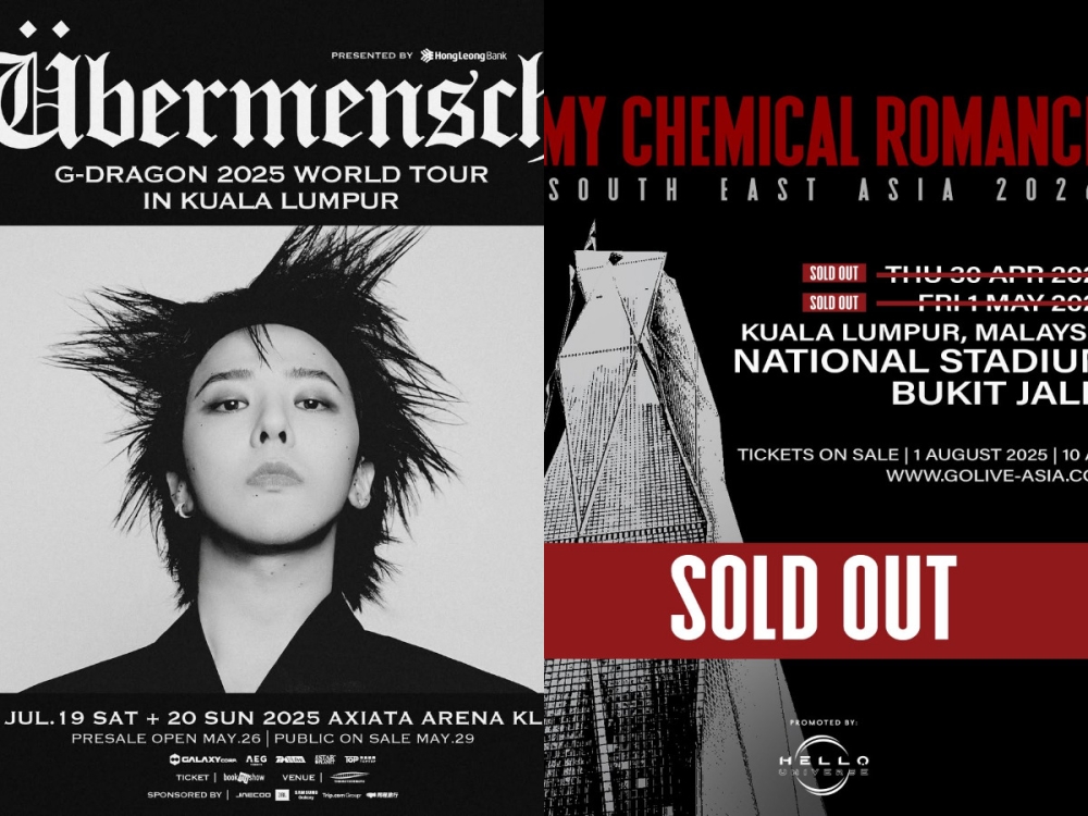 G-Dragon's Übermensch two-day concert in Axiata Arena and My Chemical Romance two-day shows at Bukit Jalil National Stadium next year have all been sold out within hours of its ticket release. — Picture via Instagram/ Star Planet and Hello Universe