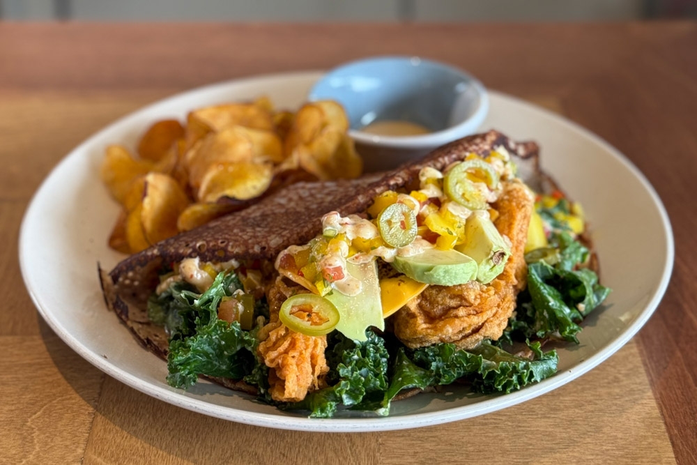 Mexican Buckwheat Crêpe with Fried Barramundi and Chips. — Picture by CK Lim