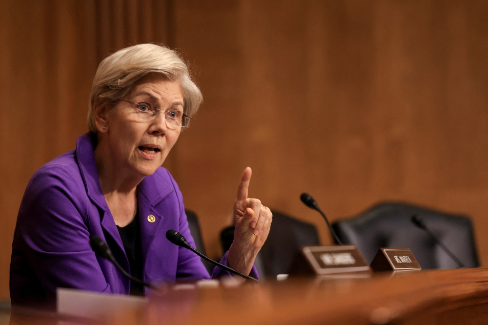 US Senator Elizabeth Warren (D-MA) speaks before a Senate Finance Committee hearing on US President Donald Trump’s trade policy, on Capitol Hill in Washington, D.C. April 8, 2025. Conceived by Warren to police the type of lending that fuelled the 2008 financial crisis, the CFPB has long been a target of conservatives and industry. — Reuters pic