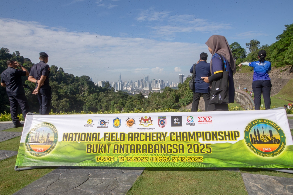 The National Field Archery Championship banner is displayed at Panorama, Bukit Antarabangsa, Hulu Kelang, Ampang December 20, 2025. — Picture by Raymond Manuel