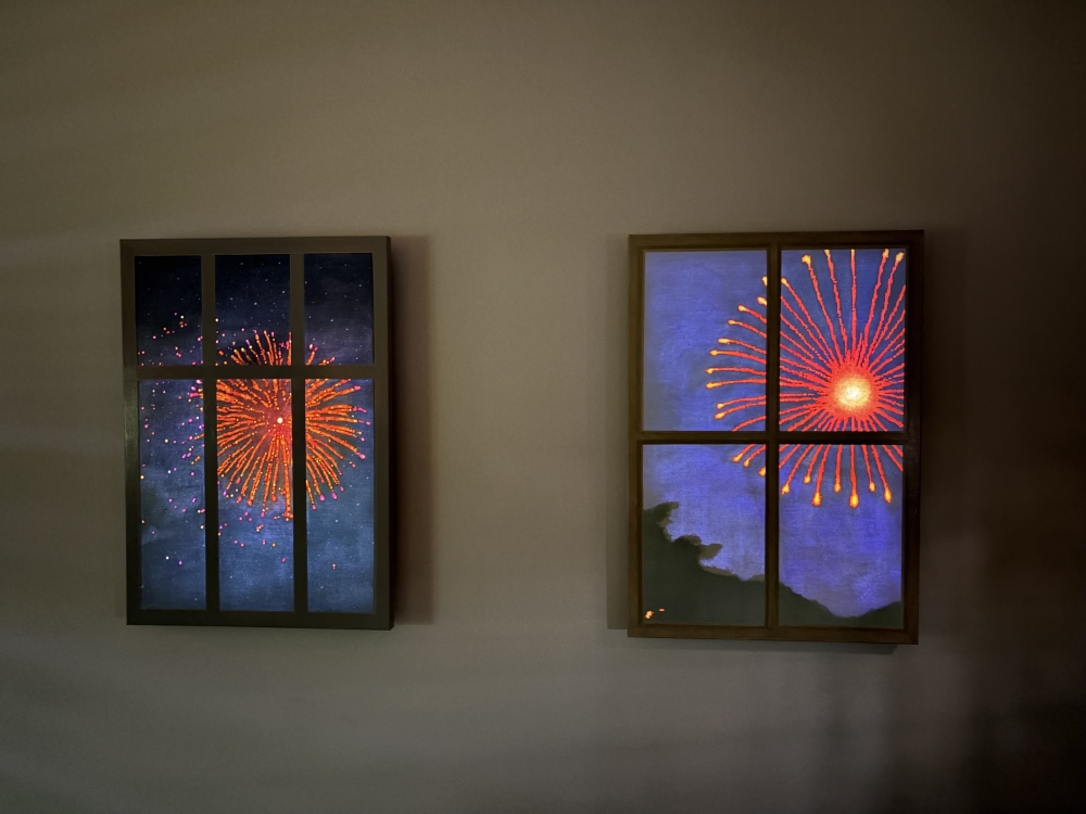 Hong Kong artist Sim Chan’s artwork titled ‘The Wandering’ shows miniature cable cars made from old juice and milk carton boxes moving across the exhibit room at Blank Canvas in George Town, Penang. — Picture by Opalyn Mok