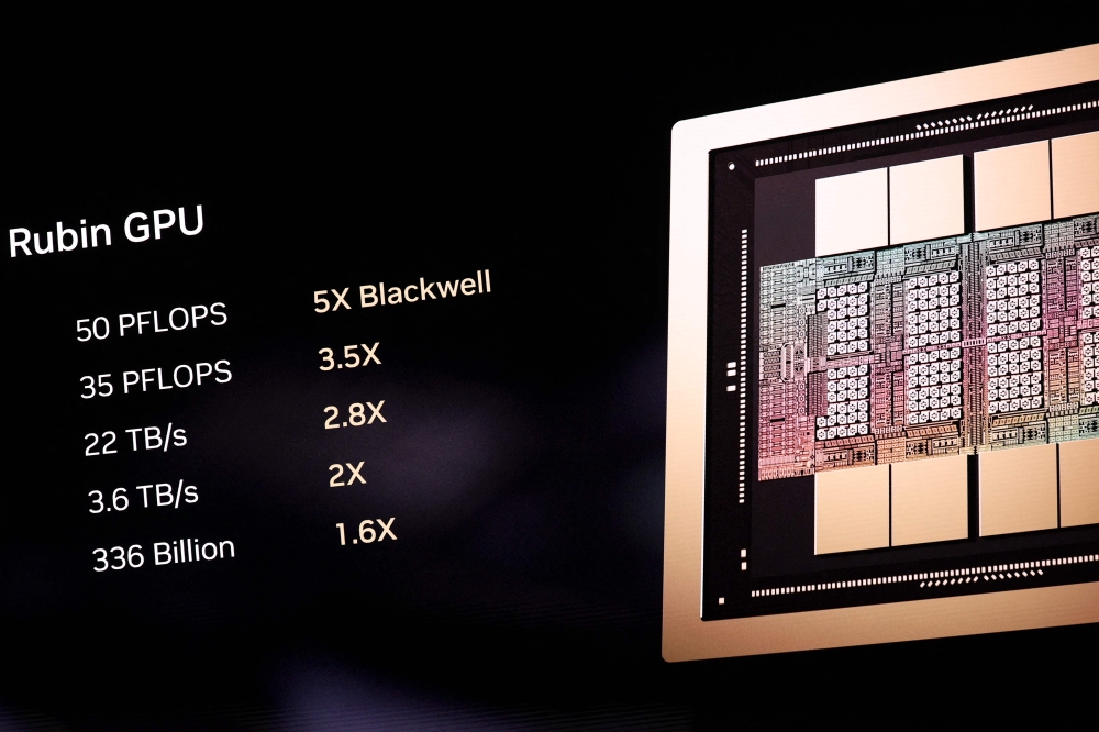 Nvidia founder and CEO Jensen Huang introduces the Rubin GPU during Nvidia Live at CES 2026 ahead of the annual Consumer Electronics Show in Las Vegas, Nevada, on January 5, 2026. — AFP pic