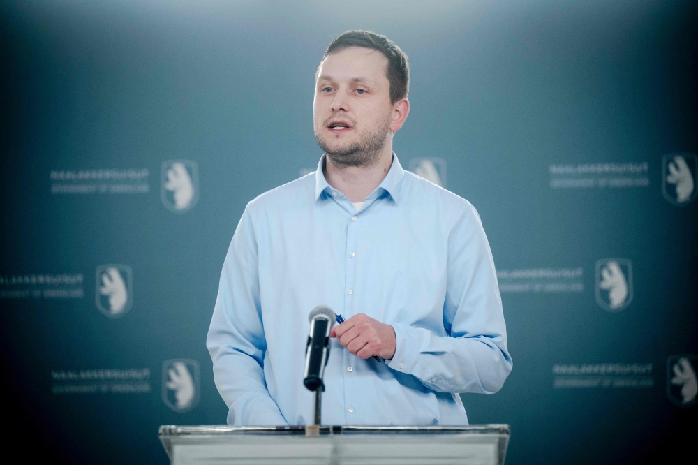 Greenland’s Head of Government Jens-Frederik Nielsen addresses a press conference in Nuuk, Greenland, on January 5, 2026. — AFP pic