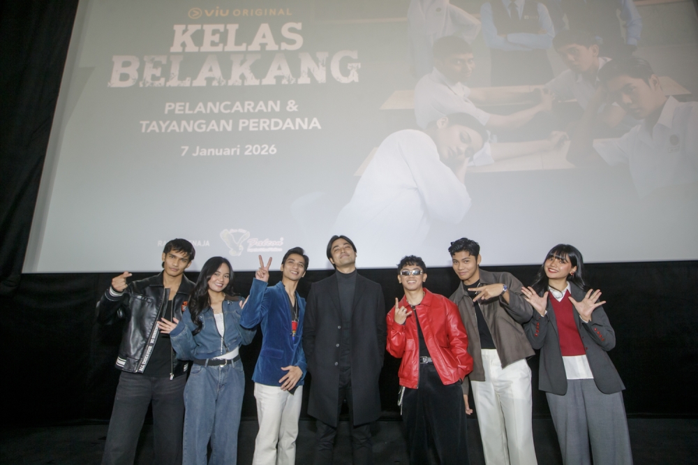 The cast of Viu Original’s ‘Kelas Belakang’ at the press conference and screening held at TGV Suria KLCC on January 7, 2026. — Picture by Raymond Manuel