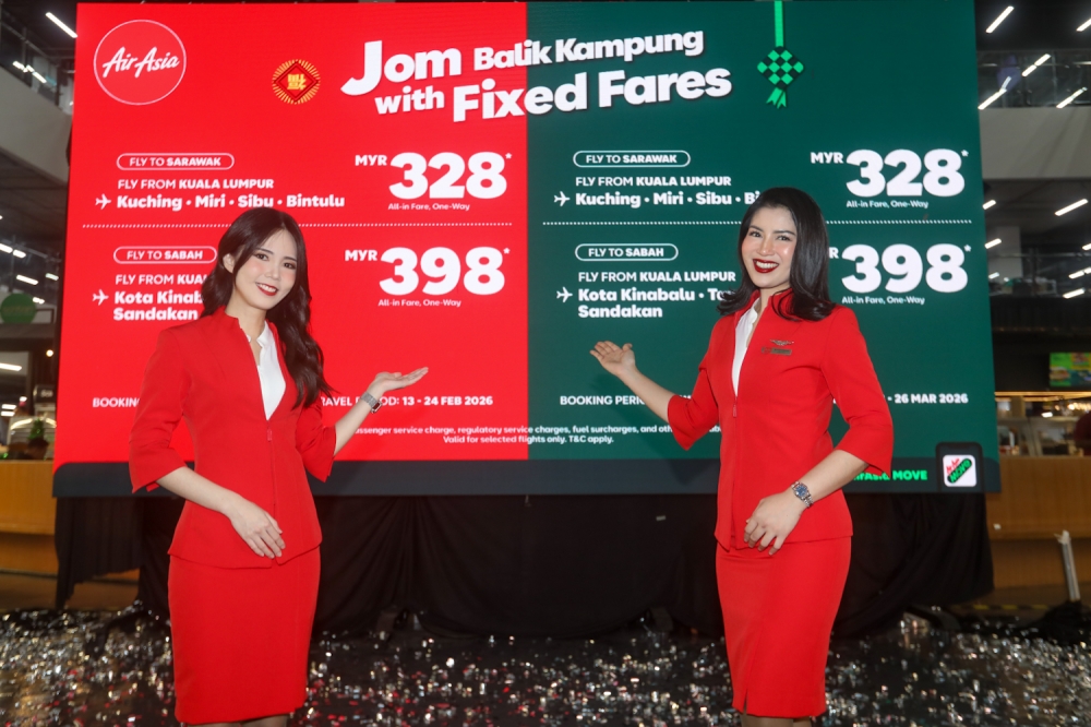 节日票价：亚航将农历新年和开斋节吉隆坡-砂拉越机票价格上限为 RM328，吉隆坡-沙巴机票价格上限为 RM398