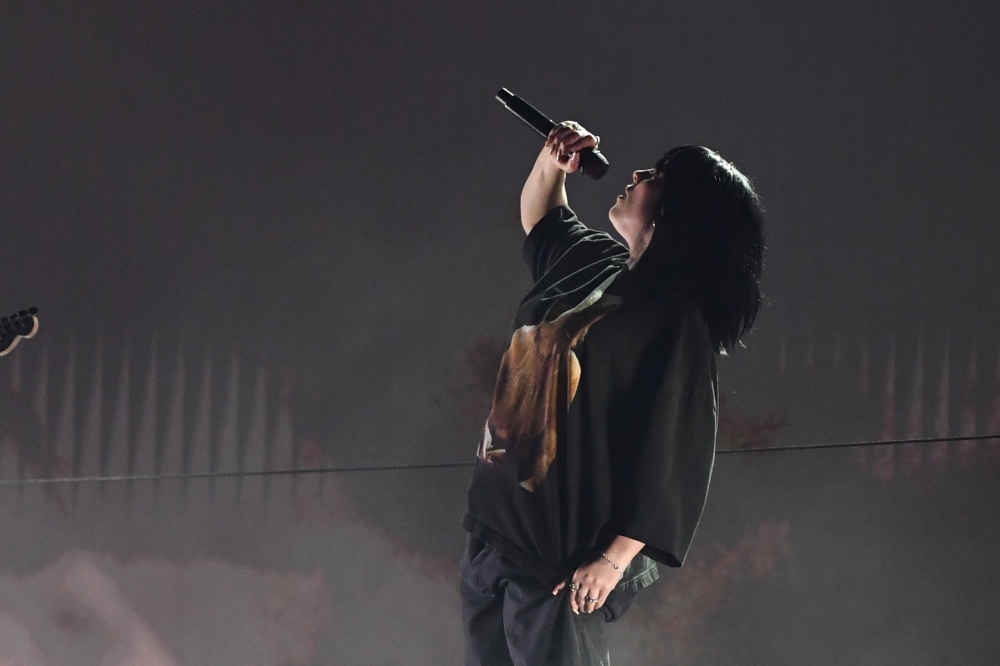 US singer-songwriter Billie Eilish performs onstage during the 64th Annual Grammy Awards at the MGM Grand Garden Arena in Las Vegas on April 3, 2022. — AFP pic
