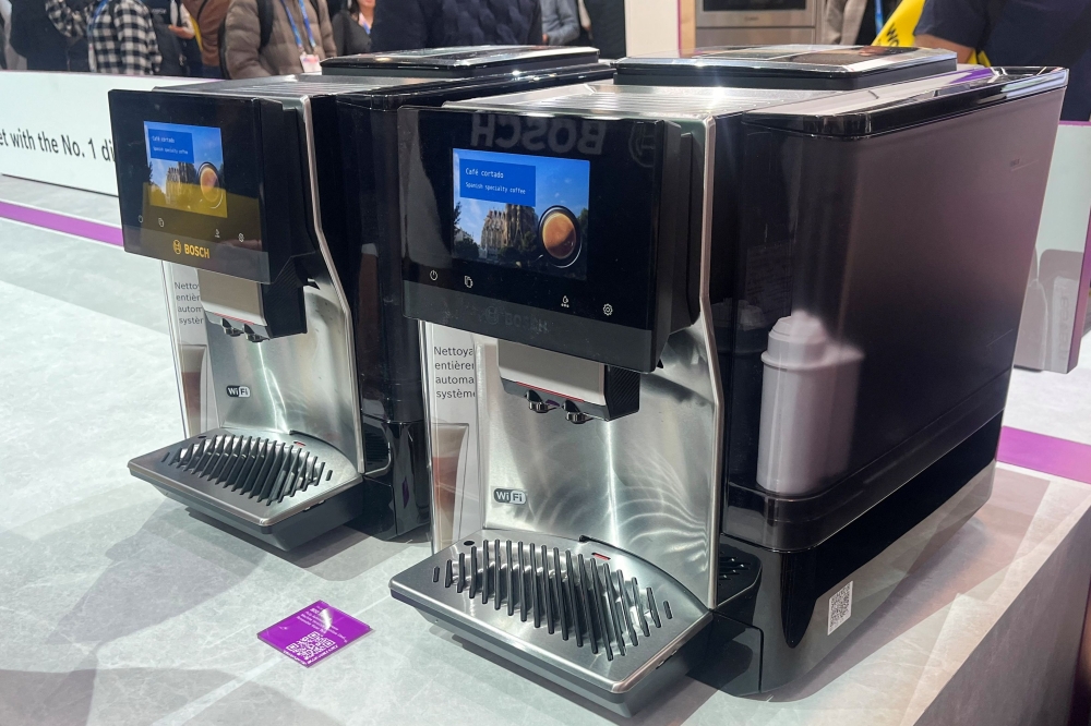 This photo taken on January 7, 2026, shows a Bosch 800 Series coffee machine displayed during the annual Consumer Electronics Show (CES) in Las Vegas, Nevada. Bosch presented a new feature for its fully automated 800 Series coffee machine that can be synchronised with Amazon's Alexa voice assistant. After a short night's sleep, users can order up with voice only a double espresso, and the coffee maker will deliver. — AFP pic 