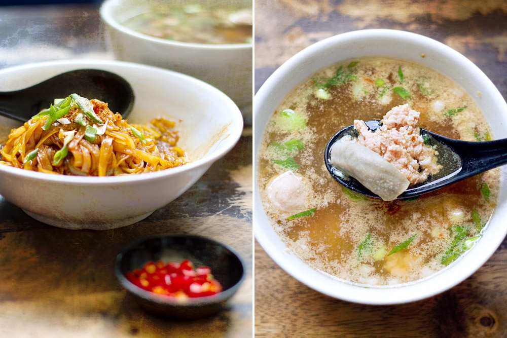 Dry pork noodles (left) and pork noodle soup (right) at Restoran MaMa Love. — Pictures by CK Lim