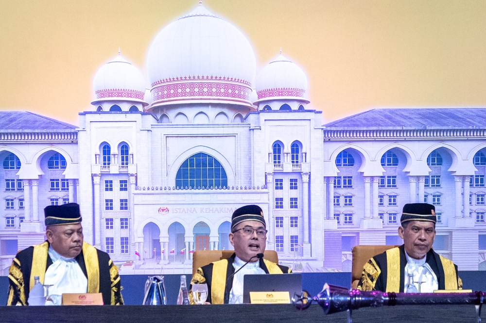 Chief Justice Datuk Wan Ahmad Farid Wan Salleh speaks during the Opening of the Legal Year 2026 at the Malaysia International Trade and Exhibition Centre in Kuala Lumpur on January 12, 2026. — Picture by Firdaus Latif