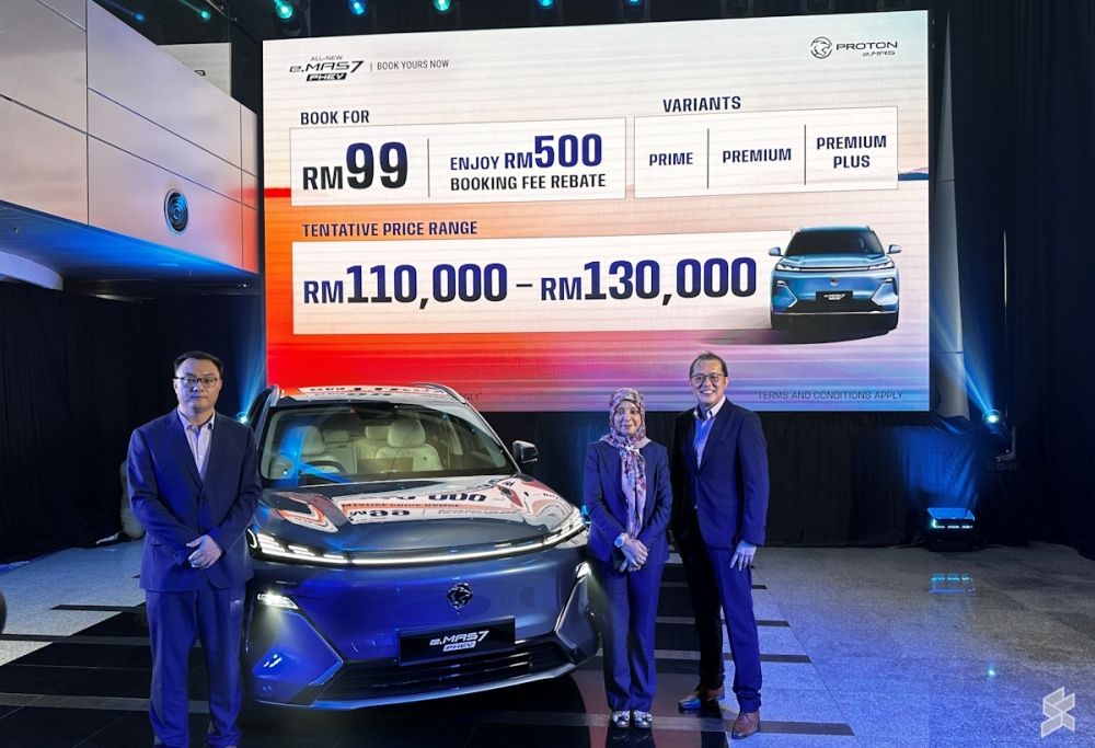 Proton says the e.MAS 7 PHEV will be priced between RM110,000 and RM130,000 when it launches in Malaysia in February 2026.