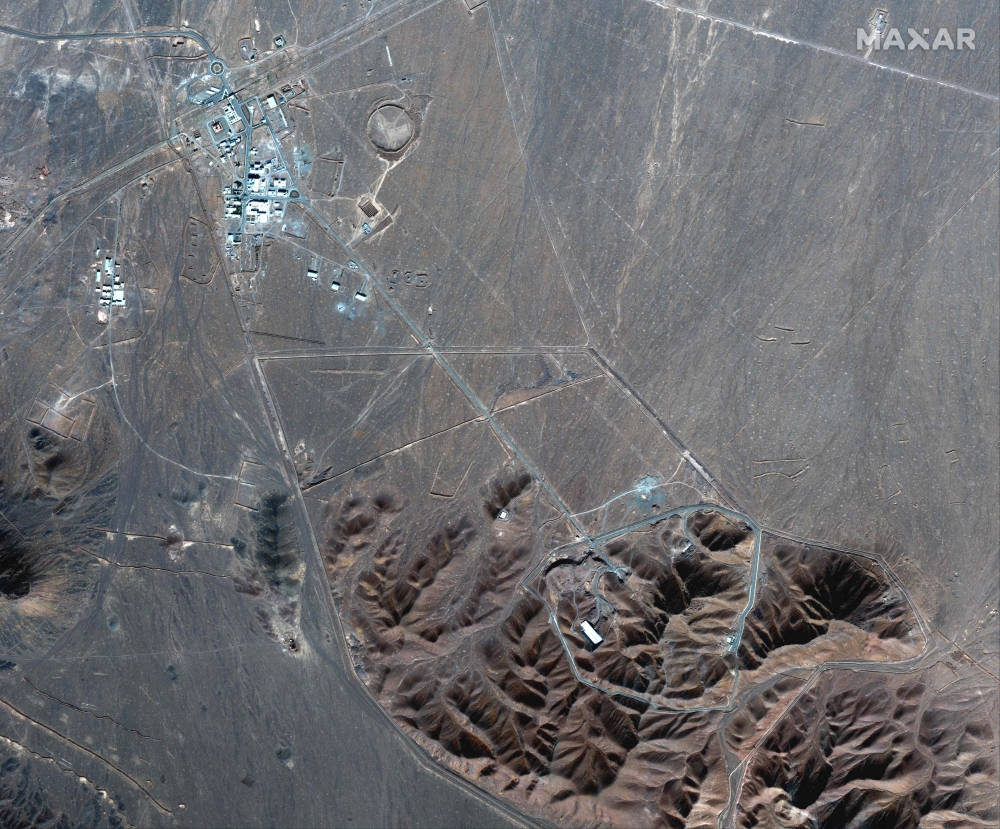 A satellite image from Maxar Technologies taken on November 4, 2020, shows Iran’s Fordow Fuel Enrichment Plant near Qom — one of three nuclear sites targeted in what Donald Trump on June 21, 2025, called a ‘very successful attack’ by the US military. — AFP pic