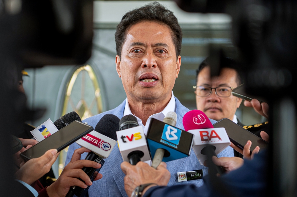 Malaysian Anti-Corruption Commission chief commissioner Azam Baki answers questions from reporters at a press conference during the opening of the Basic Training Centre at the Malaysian Anti-Corruption Academy, Bandar Enstek, Nilai, January 20, 2026. — Bernama pic