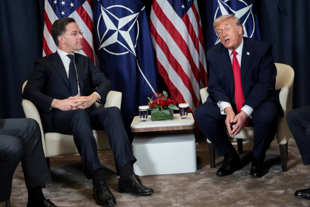 US President Donald Trump holds a bilateral meeting with Nato Secretary-General Mark Rutte during the World Economic Forum in Davos on January 21, 2026. — Reuters pic