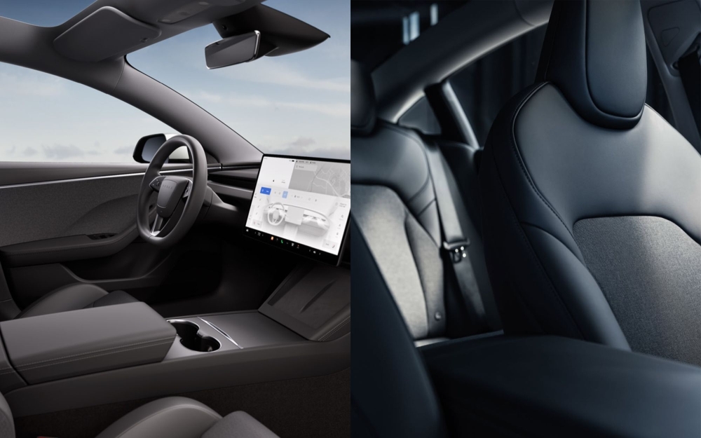To keep the price lower, Tesla has made several cost cutting measures which include Vegan leather with textile inserts (without ventilation feature), manual adjustments for the steering wheel, no physical controls for the powered seats and there’s no sliding cover for the two front cup holders. — Picture courtesy of Tesla