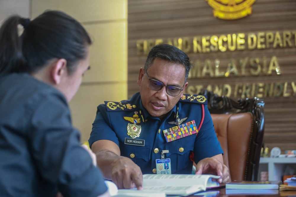 Bomba Malaysia director-general Datuk Seri Nor Hisham Mohamad speaking to Malay Mail during a recent interview. — Picture by Sayuti Zainudin