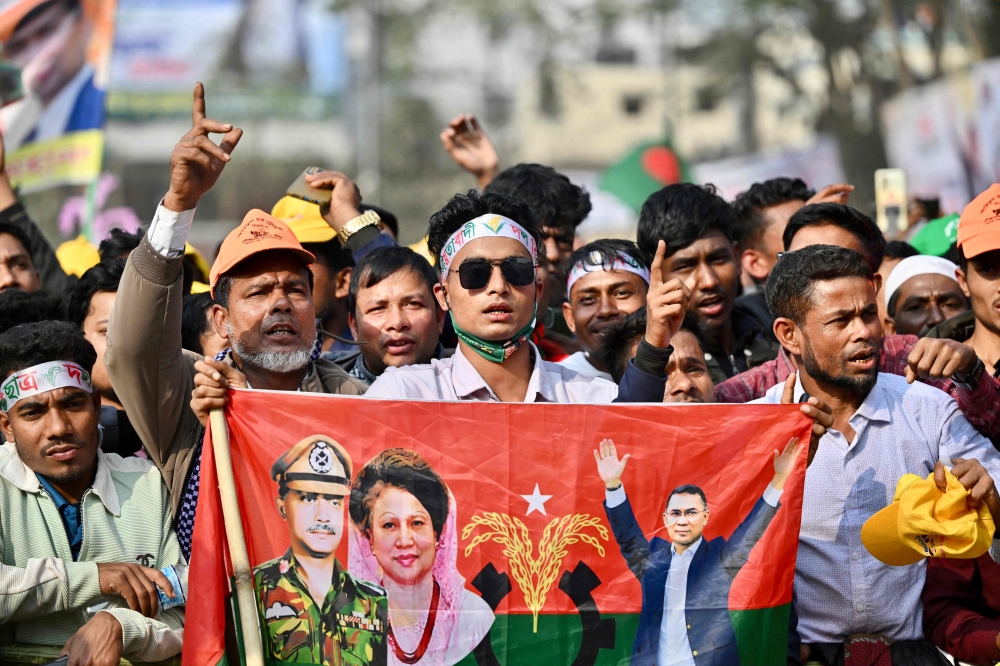 Bangladesh Nationalist Party (BNP) supporters gather for a rally in Sylhet on January 22, 2026 ahead of the country’s February 2026 general election – the first since the 2024 uprising ended the autocratic rule of Sheikh Hasina. — AFP pic