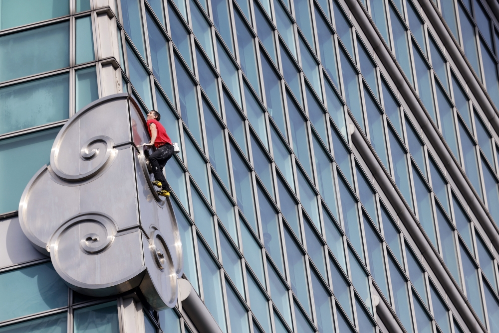 Climber Alex Honnold free soloing Taipei 101 Skyscraper in Taipei, Taiwan, on January 25, 2026. — Reuters pic 