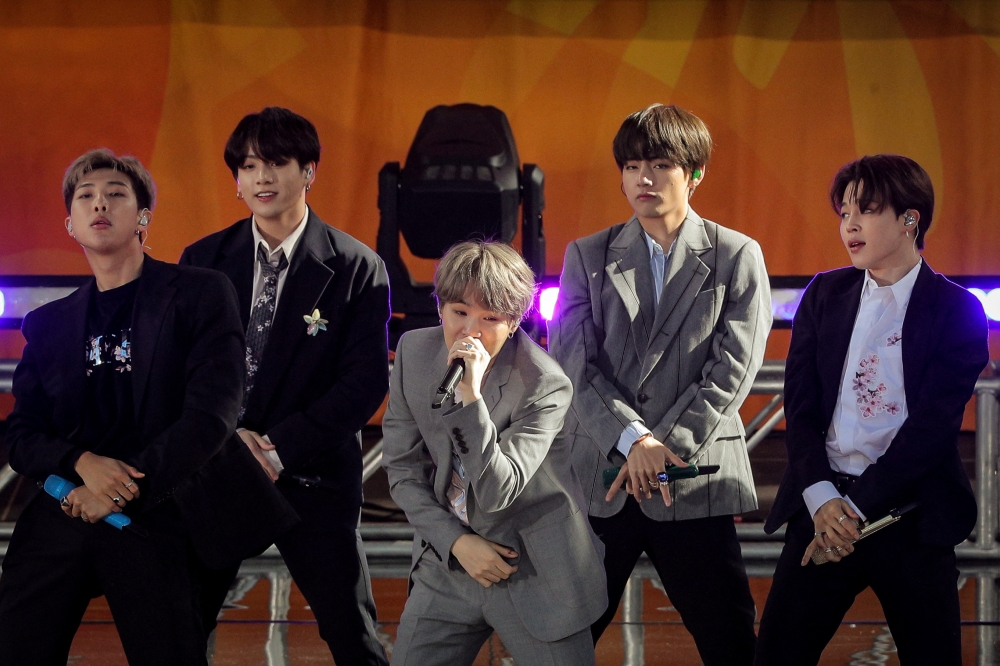 Members of K-Pop band, BTS perform on ABC's 'Good Morning America' show in Central Park in New York City May 15, 2019. — Reuters pic 