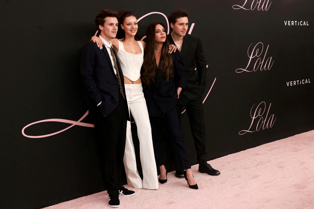 Cruz Beckham, Nicola Peltz, Victoria Beckham and Brooklyn Beckham attend the premiere of ''Lola'' held at the Regency Bruin Theatre in Los Angeles, California February 3, 2024. — Reuters pic 