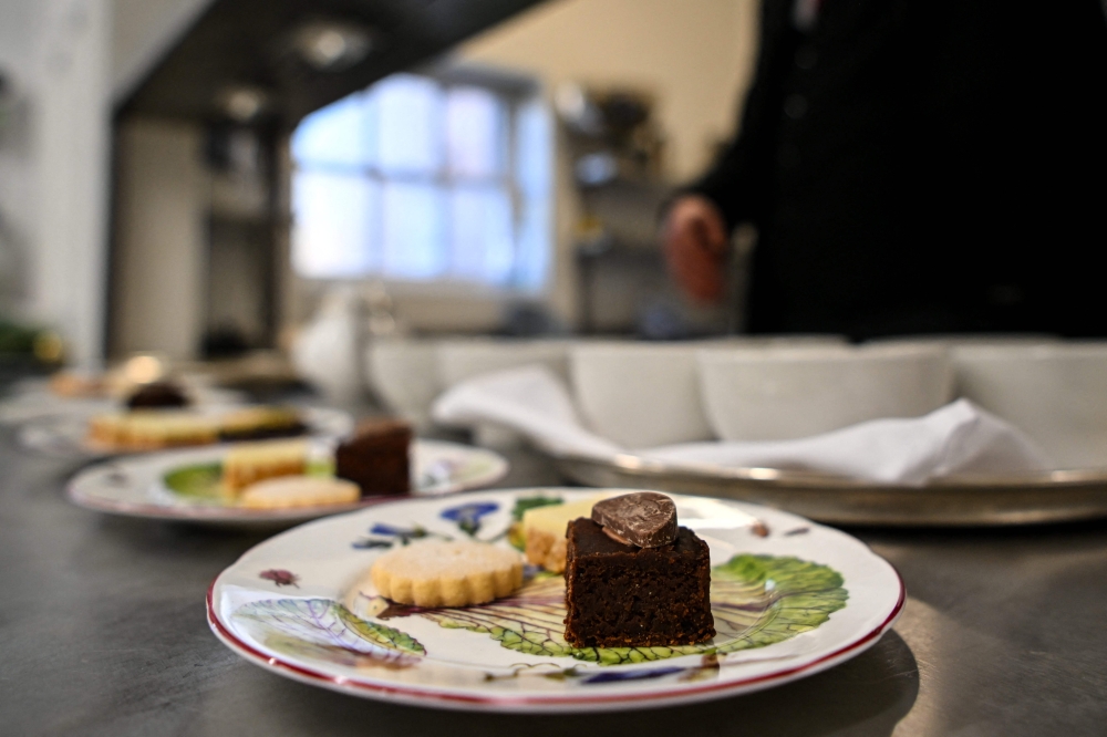 This photo taken on January 16, 2026 shows plated food in the kitchen at Dumfries House, headquarters of the King's Foundation near Cumnock, south of Glasgow, Scotland. — AFP pic