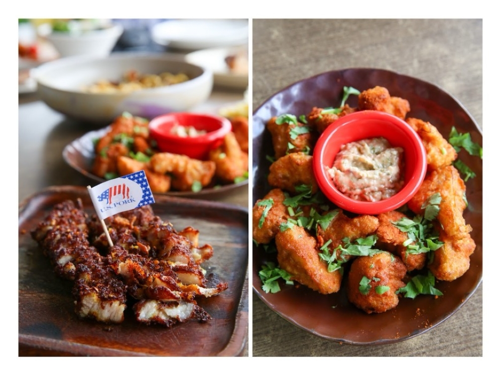 Babi Goreng Berempah dazzles with its crispy, fragrant meat (left). Fried Cauliflower is paired with a peanut aioli (right). — Pictures by Choo Choy May