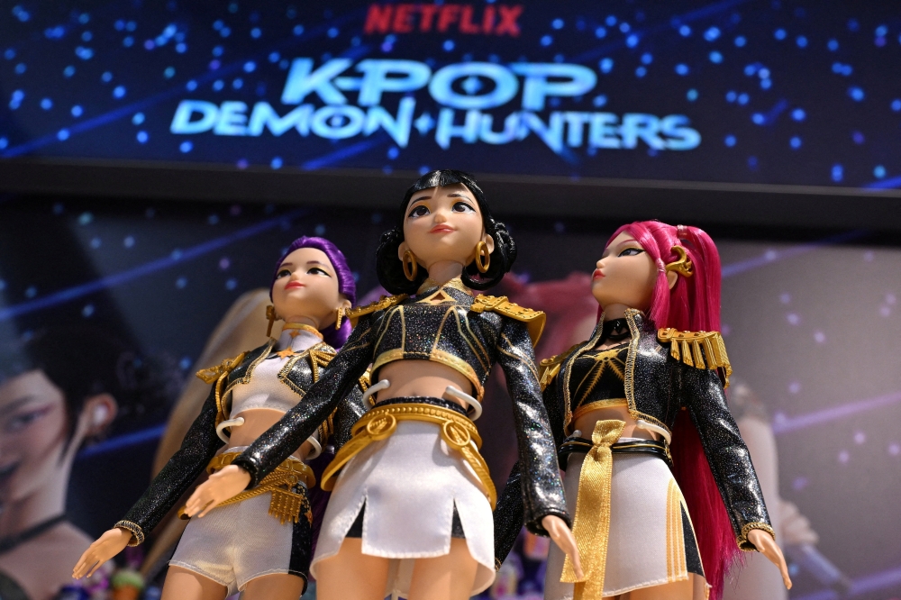 ‘KPop Demon Hunters’ figures are showcased at Mattel’s booth during the Nuremberg Toy Fair in Nuremberg, Germany, January 26, 2026. — Reuters pic