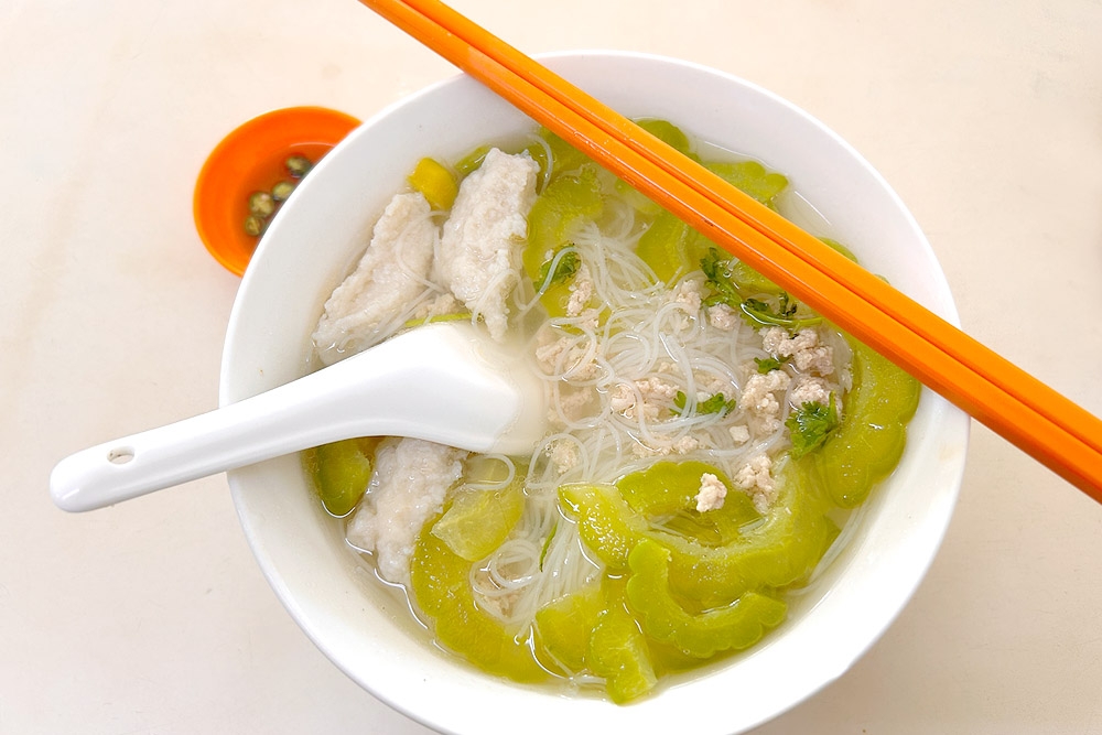 A bowl of Shun Shun’s Bitter Gourd and Fish Paste Noodle Soup is the ultimate comfort food — Picture by CK Lim