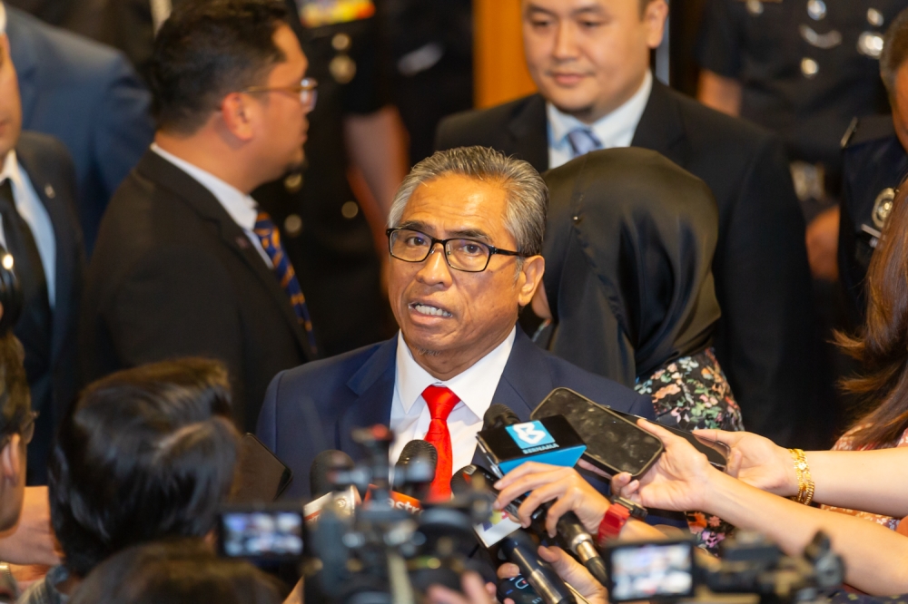 Chief Secretary to the Government Tan Sri Shamsul Azri Abu Bakar speaks to the media after the 2025 Mandate Ceremony in Putrajaya on January 20, 2025. — Picture by Raymond Manuel