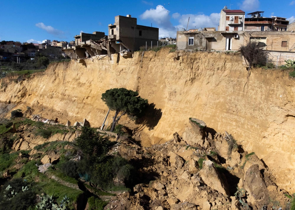 This aerial view shows the scale of the landslide that struck Niscemi, Sicily, on January 29, 2026. — AFP pic