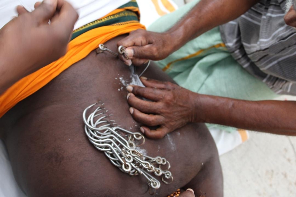 Kuhanraj Asokan says bleeding rarely occurs during the piercing, calling it a divine miracle from Lord Murugan. — Picture courtesy of Kuhanraj Asokan