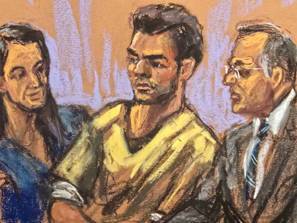 Luigi Mangione appears with his defense attorneys Karen Friedman Agnifilo and Marc Agnifilo as US District Judge Margaret Garnett announced he will not face the death penalty during his hearing in Manhattan Federal Court on murder charges for the killing of UnitedHealthcare chief executive Brian Thompson in New York City January 30, 2026, in this courtroom sketch. — Reuters pic