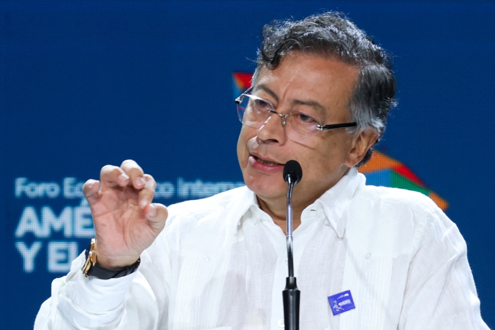Colombia's President Gustavo Petro delivers a speech during the International Economic Forum Latin America and the Caribbean 2026, in Panama City, Panama, January 28, 2026. — Reuters pic