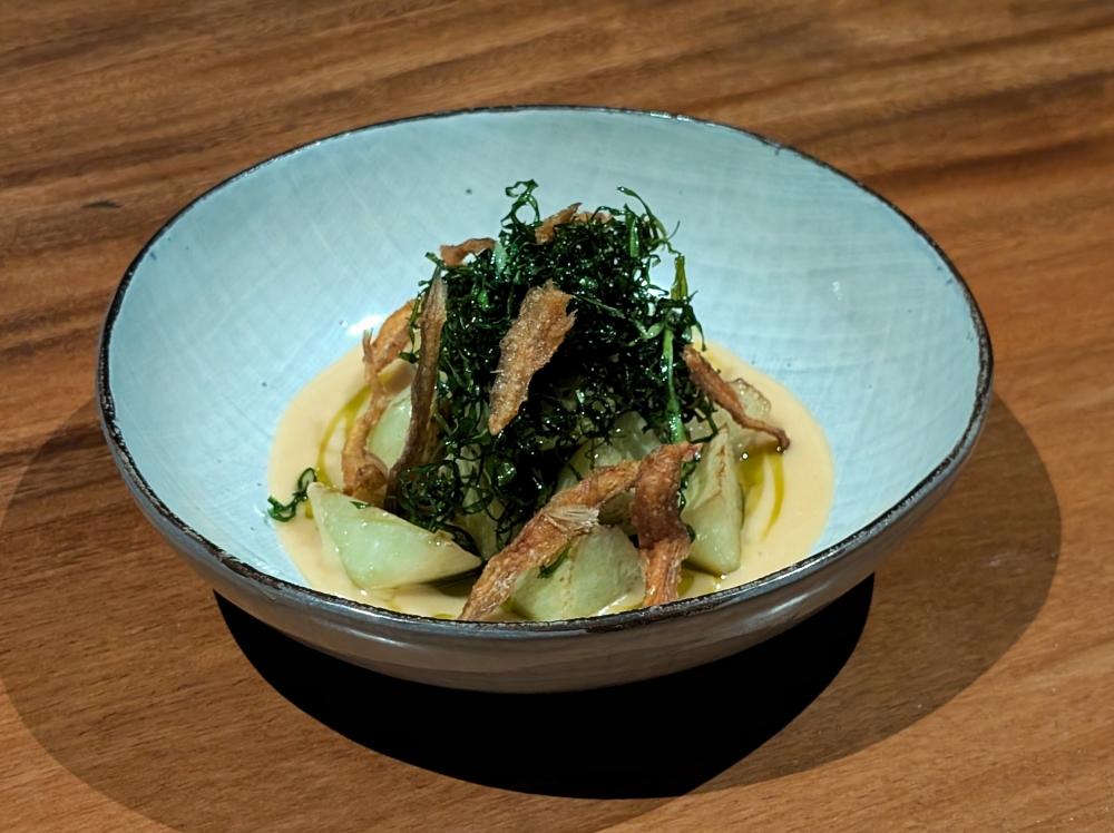 ‘Ham yu kailan’ is an inventive way to incorporate both ‘yin yeung kai lan’ and ‘ham yu’ into one dish, with a French touch from the ‘béchamel’. — Picture by Ethan Lau 