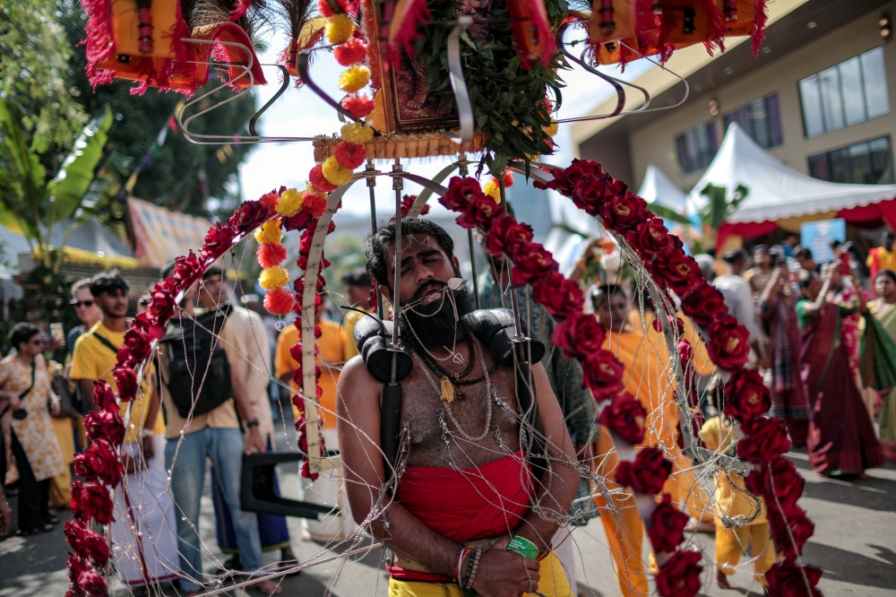 Kavadi bearer seen during Thaipusam celebrations. — Bernama pic