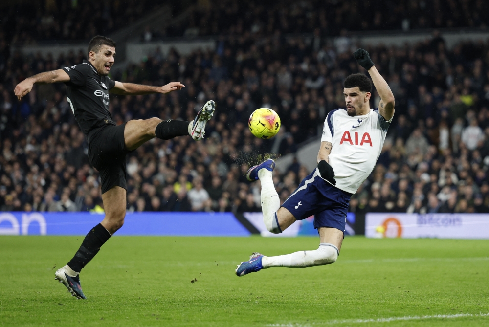 Tottenham Hotspur’s Dominic Solanke scores their second goal during the Premier League match with Manchester City at Tottenham Hotspur Stadium in London February 1, 2026. — Action Images pic via Reuters
