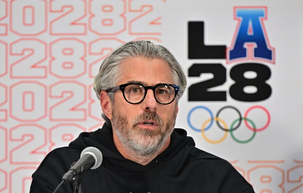 LA28 Chairperson and President Casey Wasserman speaks during a press conference with the International Olympic Committee (IOC) Coordination Commission for the Los Angeles 2028 Olympic and Paralympic Games, at the LA Convention Center in Los Angeles on June 5, 2025. — AFP pic