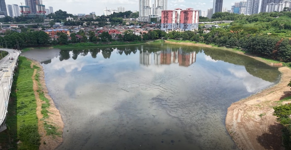 An overview of the Sg Midah flood retention pond during off-peak flood conditions near the Terminal Bersepadu Selatan in Bandar Tasik Selatan, Kuala Lumpur. — Picture courtesy of PLSK