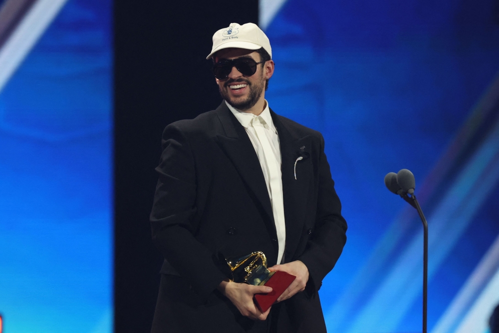 Puerto Rican singer Bad Bunny accepts the Album of the Year award for ‘DeBI TIRAR MaS FOToS’ during the 26th Annual Latin Grammy Awards at the MGM Grand Garden Arena in Las Vegas, Nevada on November 13, 2025. — AFP pic